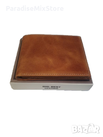 Мъжко портмоне в кафяв цвят от естествена кожа , снимка 1