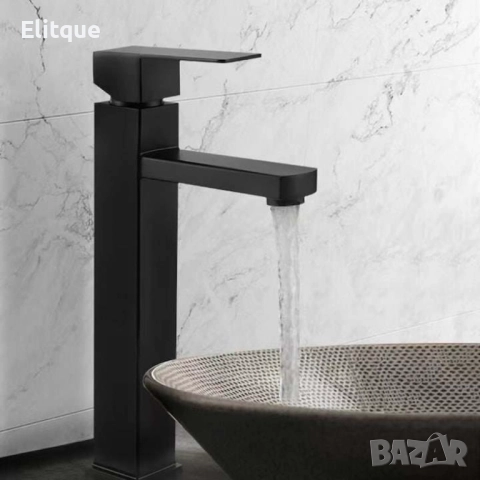 Стилен смесител за мивка за баня, неръждаема стомана, черен, снимка 4 - Други стоки за дома - 52854069
