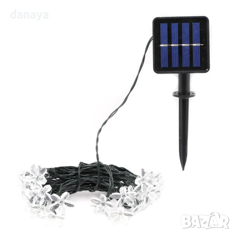 6358 Светещи соларни лампички Цветя, 20 Led, 5 метра, снимка 3 - Градински мебели, декорация  - 53183786