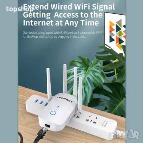 Чисто нов запечатан в целофан Мощен Двубандов WiFi Усилвател Morelian 1200Mbps с 4 Антени  , снимка 9 - Рутери - 53457071