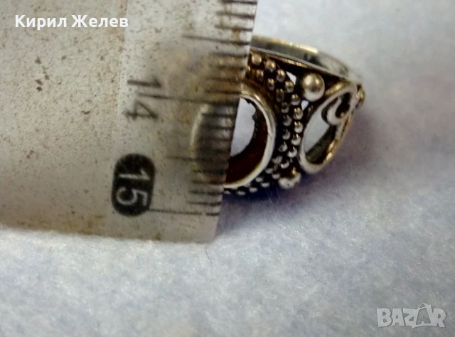 Стар АЖУРЕН РЕТРО АРТ ПОСРЕБРЕН БРОНЗОВ ПРЪСТЕН с ГНЕЗДО За ИНКРУСТИРАНЕ на СКЪПОЦЕНЕН КАМЪК 47674, снимка 4 - Антикварни и старинни предмети - 50542225