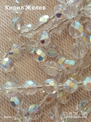 ИЗКУСТНО КОЛИЕ SWAROVSKI с КРИСТАЛНИ МЪНИСТА с ЕФЕКТ Аурора Бореалис 48983, снимка 8 - Колиета, медальони, синджири - 52501161