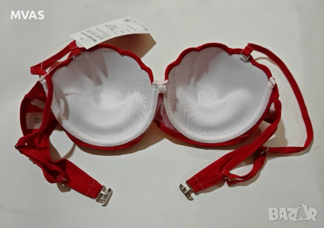 Нов червен бански горнище M размер 38 чашка мида , снимка 4 - Бански костюми - 50665723