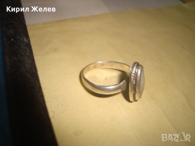 СТАР СРЕБЪРЕН СКЪПОЦЕНЕН АРТ ДЕКО ПРЪСТЕН СРЕБРО 925 с ШЛИФОВАН БЯЛ ИВИЧЕСТ АХАТ МАЙСТОРСКИ 25818, снимка 8 - Антикварни и старинни предмети - 35828759