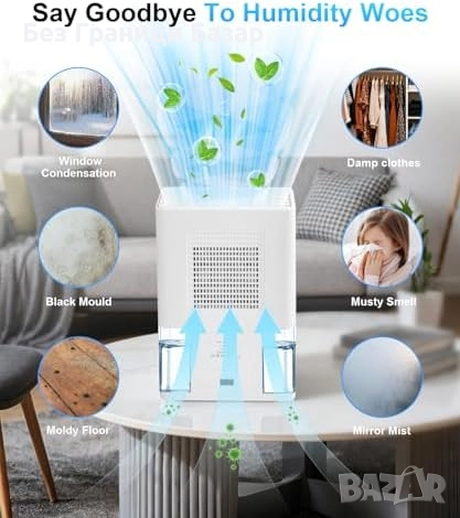 Нов Безшумен домашен влагоуловител 1000ml с авто изключване за стая дом, снимка 3 - Други стоки за дома - 52776171