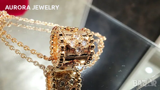 Van Cleef & Arpels VCA Rose Gold Perlee Clover Diamond Alhambra Дамско Колие, снимка 8 - Колиета, медальони, синджири - 56220219