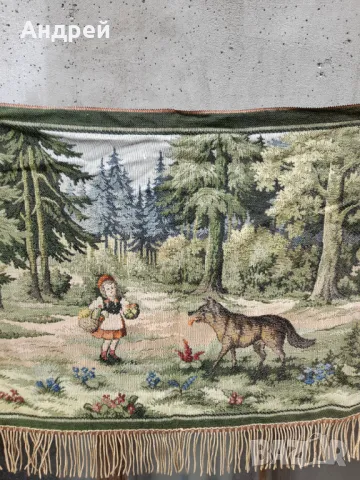 Стар ковьор Червената Шапчица,покривка за стена  #2, снимка 4 - Антикварни и старинни предмети - 47664121