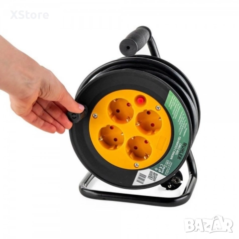 Muhler удължител с макара, 4 гнезда, дължина 15м, снимка 5 - Други стоки за дома - 52520397