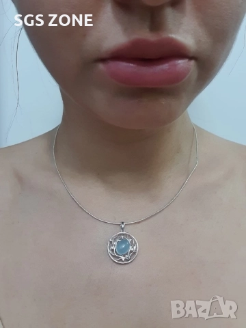 Сребърна висулка 925 с аквамарин, цитрин, аметист, сапфир или рубин, снимка 3 - Колиета, медальони, синджири - 52365709