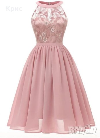 Официална дамска рокля с дантела, размер L, снимка 3 - Рокли - 44505818