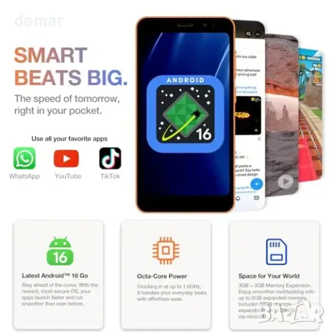 AGM NOTE N2 мини смартфон 4G, Android 16 Go, 3000 mAh, син, снимка 4 - Телефони с две сим карти - 56338122