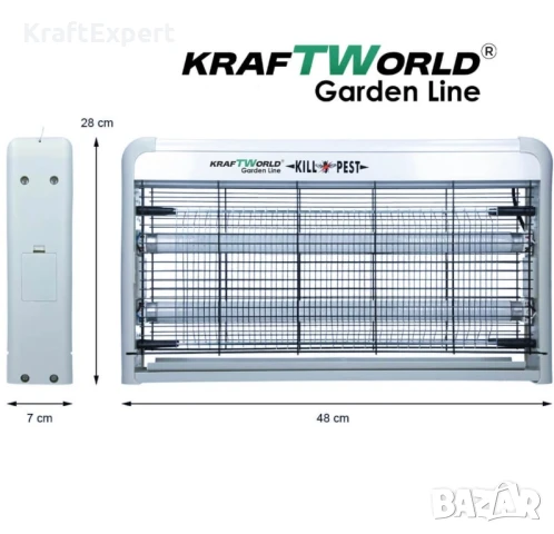 Мощна инсектицидна лампа KraftWorld 40W – Защита до 80 м² – UV лампа против комари и мухи, снимка 5 - Соларни лампи - 50641189