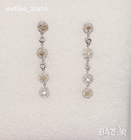 Златни висящи обеци 18К с диаманти , снимка 2 - Обеци - 39045916