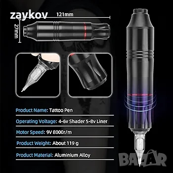 Ротационна машина за татуировки ATOMUS със захранване и педал, снимка 5 - Други инструменти - 44693600