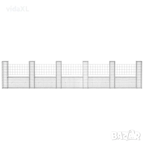 vidaXL Габион кошница, U-форма, поцинкована стомана, 570x20x100 cм, снимка 4 - Огради и мрежи - 56146019