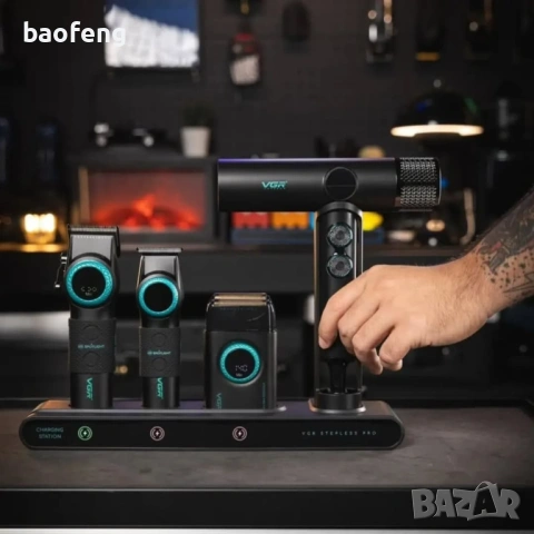 Нов 32 части VGR Stepless 4 в 1 за барбер / фризьори Професионален комплект машинки за подстригване , снимка 2 - Фризьорски принадлежности - 53525283