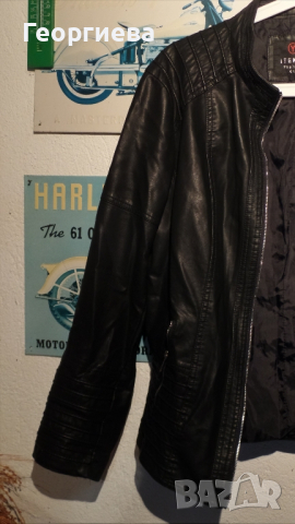 Черно кожено яке (еко кожа), снимка 4 - Якета - 44569862