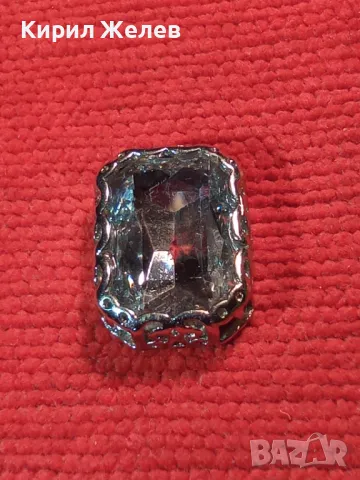 ГОЛЯМ ЮВЕЛИРНО ФАСЕТИРАН ЧИСТ ПЛАНИНСКИ КРИСТАЛ в ПОСРЕБРЕН АЖУРЕН ОБКОВ РЕТРО БИЖУ 20962, снимка 6 - Антикварни и старинни предмети - 35596777
