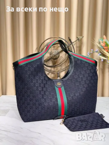 Gucci Луксозна Дамска Чанта С Монограм Зелено-Червена Лента И Несесер - Различни Цветове Код SEM-784, снимка 8 - Чанти - 56121130