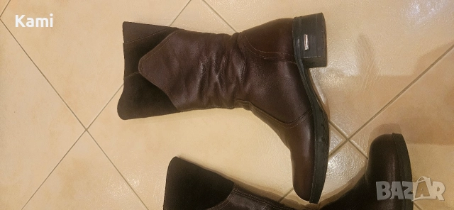 Топли кафяви ботуши, естествена кожа, номер 37, снимка 6 - Дамски ботуши - 52682509