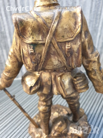 28см-2кг Ruffony статуетка/стара френска бронзова скулптура/фигура на войник с нож и пушка, снимка 9 - Антикварни и старинни предмети - 52967720