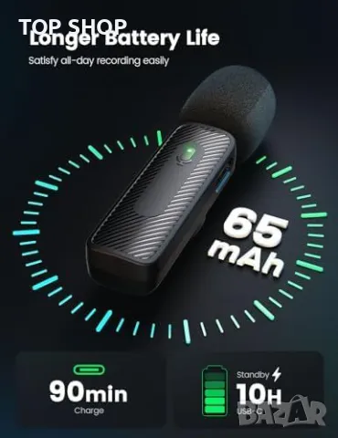 Нов Безжичен лаважен микрофон за iPhone/Android за видео и стрийминг, снимка 4 - Микрофони - 49335245