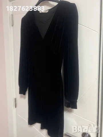 Черна рокля кадифе ZARA, снимка 6 - Рокли - 49093868