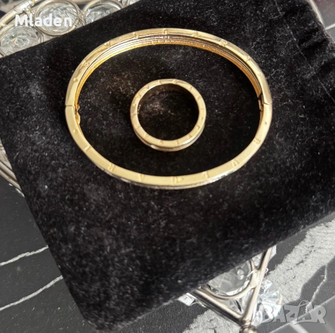 Пръстен и гривна Булгари/Bvlgari 14 карата златно покритие, снимка 3 - Гривни - 53536248