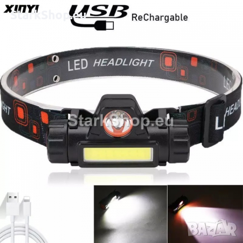  Лек и компактен LED COB троен челник, снимка 4 - Други спортове - 36286617