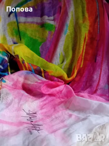 "Mala Alisha" уникален  оригинален голям шал с лен и коприна , снимка 3 - Шалове - 49630940