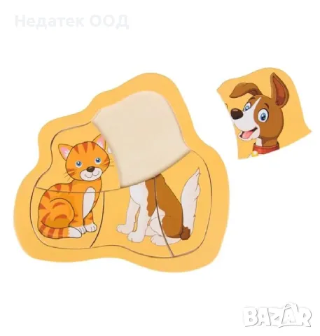 Дървен пъзел Куче и Коте, 5 бр., снимка 2 - Образователни игри - 49397097