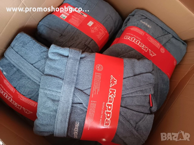 Халат за баня Kappa, 100% памук, син, S/M или L/XL, унисекс модел, снимка 8 - Други - 42165285