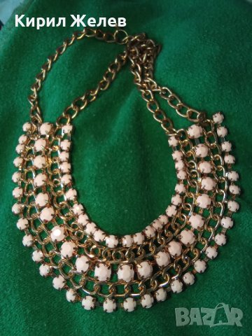 РАЗКОШНО КОЛИЕ ОГЪРЛИЦА КАМЪНИ ФАСЕТ ПОЗЛАТА 2360