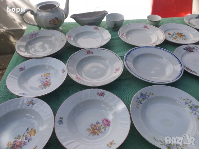 Български порцелан чинии,кана,купа