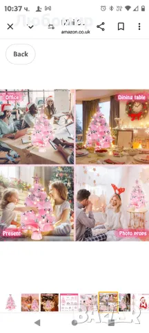 Мини коледни елхи със светлини, Migaven 2 фута/60 см розова настолна коледна елха

, снимка 3 - Декорация за дома - 49218624