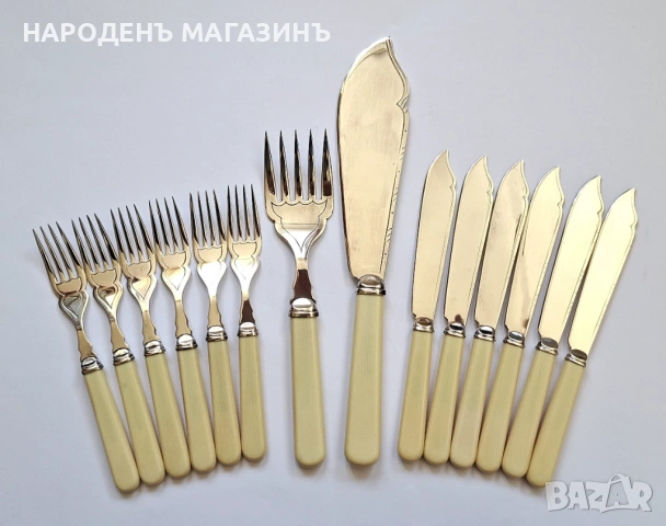Английски посребрени прибори за хранене риба и за сервиране за 6 човека сервиз , снимка 4 - Други ценни предмети - 53738380