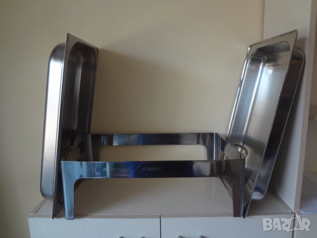 Голяма иноксова тава с капак и стойка, снимка 6 - Съдове за готвене - 52793764