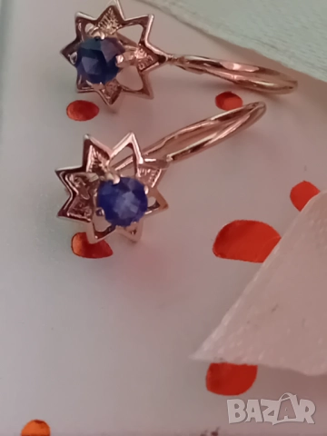 Антикварни руски златни обеци със сапфири