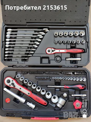 Teng tools тенг гидория 1/4 , 3/8 , 1/2 98 части вложки ключове битове комплект хром ванадий, снимка 2 - Куфари с инструменти - 48557064
