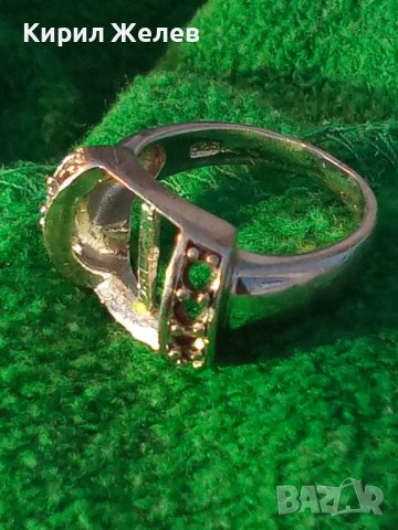 СТАР СРЕБЪРЕН ПРЪСТЕН СРЕБРО 925 с БЯЛА ПОЗЛАТА и МЯСТО За ИНКРУСТИРАНЕ на СКЪПОЦЕНЕН КАМЪК 38238, снимка 2 - Пръстени - 40932594