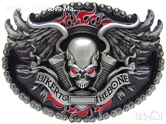 Мъжка метална катарама за колан, мотоциклетна катарама, снимка 3 - Колани - 36325553