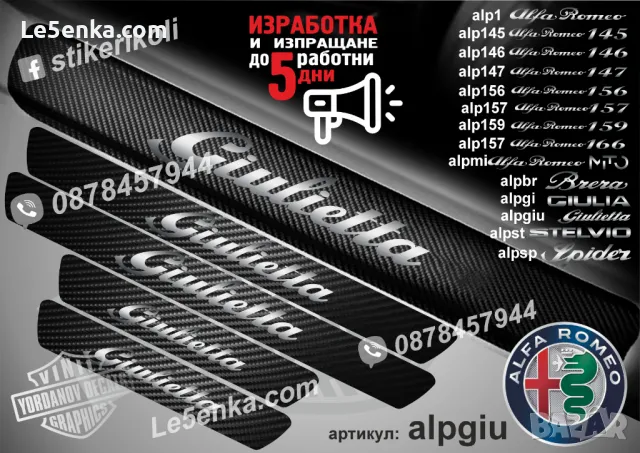 ПРАГОВЕ карбон Alfa Romeo фолио стикери alp1, снимка 11 - Аксесоари и консумативи - 39049229
