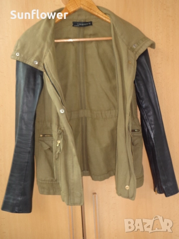 Дамско яке ZARA с ръкави от естествена кожа, размер M 