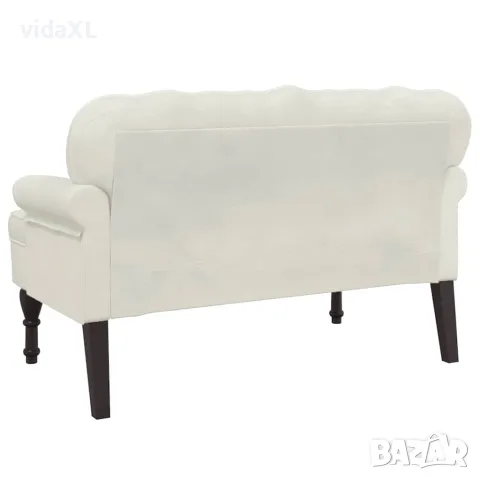 vidaXL Пейка с облегалка, кремава, 119,5x64,5x75 см, кадифе, снимка 5 - Дивани и мека мебел - 56147397