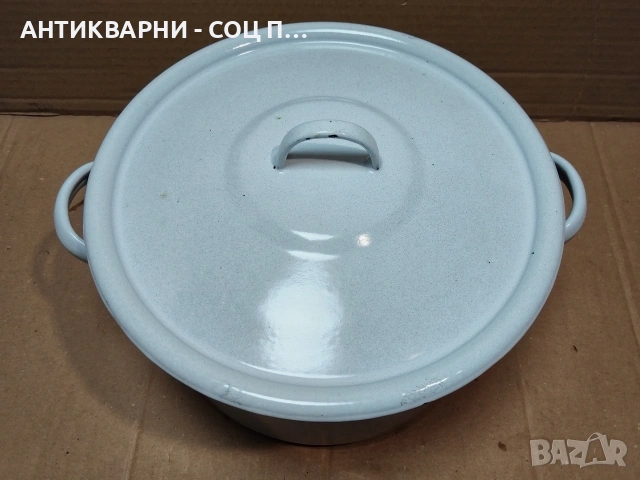 Стара Соц Българска Емайлирана Тенджера / 6 Литра. / НОМЕР 1606., снимка 3 - Антикварни и старинни предмети - 53670551