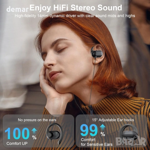 Отворени слушалки с микрофон, 3.5 мм слушалки с кабел, с кука, MP3, за спорт, самолет, офис, училище, снимка 3 - Слушалки, hands-free - 53606685