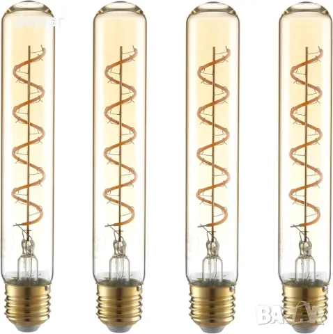 TEKLED® T30 нажежаема жичка Vintage LED крушки, 185 мм, Е27, 4W, 4 броя