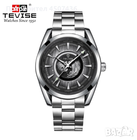 Tevise Earth Автоматичен Механичен часовник,неръждаема стомана,водоустойчив, снимка 2 - Мъжки - 52799732