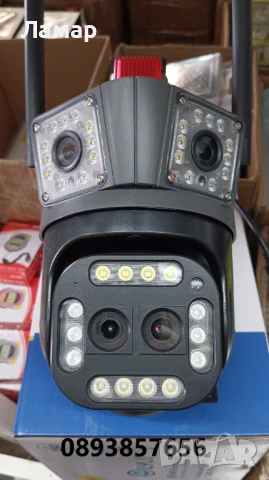 Тройна IP камера с двойна леща 10 zoom зум WiFi iCSee безжична камера 12MP