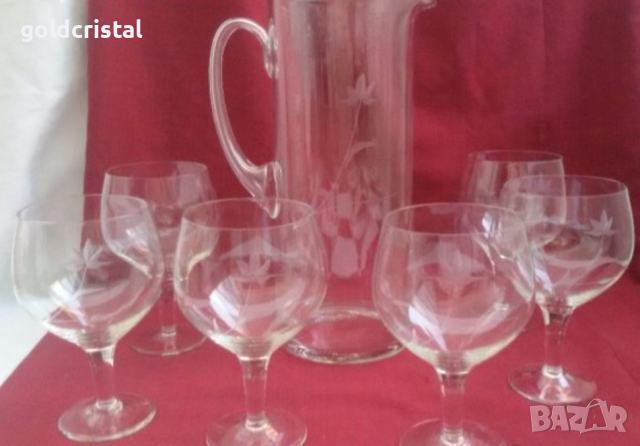 ретро стъклени чаши и кана , снимка 2 - Антикварни и старинни предмети - 19070709